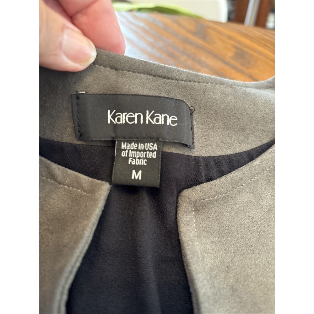 Karen Kane faux suede lined dress 3/4 sleeve with cut outs gray M - Picture 2 of 11